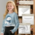thumbnail image 6 of COEQINE Girls Crop Top for School Style, Long Sleeve Fall Winter Sweatshirt, Cute Party Casual Pullover with Loose Fit Christmas Cloth for Kids Age 5-6, Snowman Bunny Blue, 6 of 7