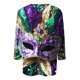thumbnail image 4 of RKSTN Mardi Gras 3/4 Sleeve T Shirts for Women Top Oversized Crewneck Carnival Mask Print 3/4 Length Sleeve Shirt Womens Casual Round Neck Mask Tuesday Carnival Party Three Quarter Sleeve Tee Shirt, 4 of 5