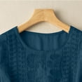 thumbnail image 3 of Kogui Linen Tops for Women 3/4 Sleeve Summer Boho Peasant Blouses Dressy Casual Bohemian Tunic Shirts (Dark Blue,XXXL), 3 of 7