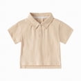 thumbnail image 3 of NIEWTR Toddler Boys Polo Shirt Lightweight Short Sleeve Polo for Running Playground and Outdoor Play（Khaki,3-4 Years), 3 of 8