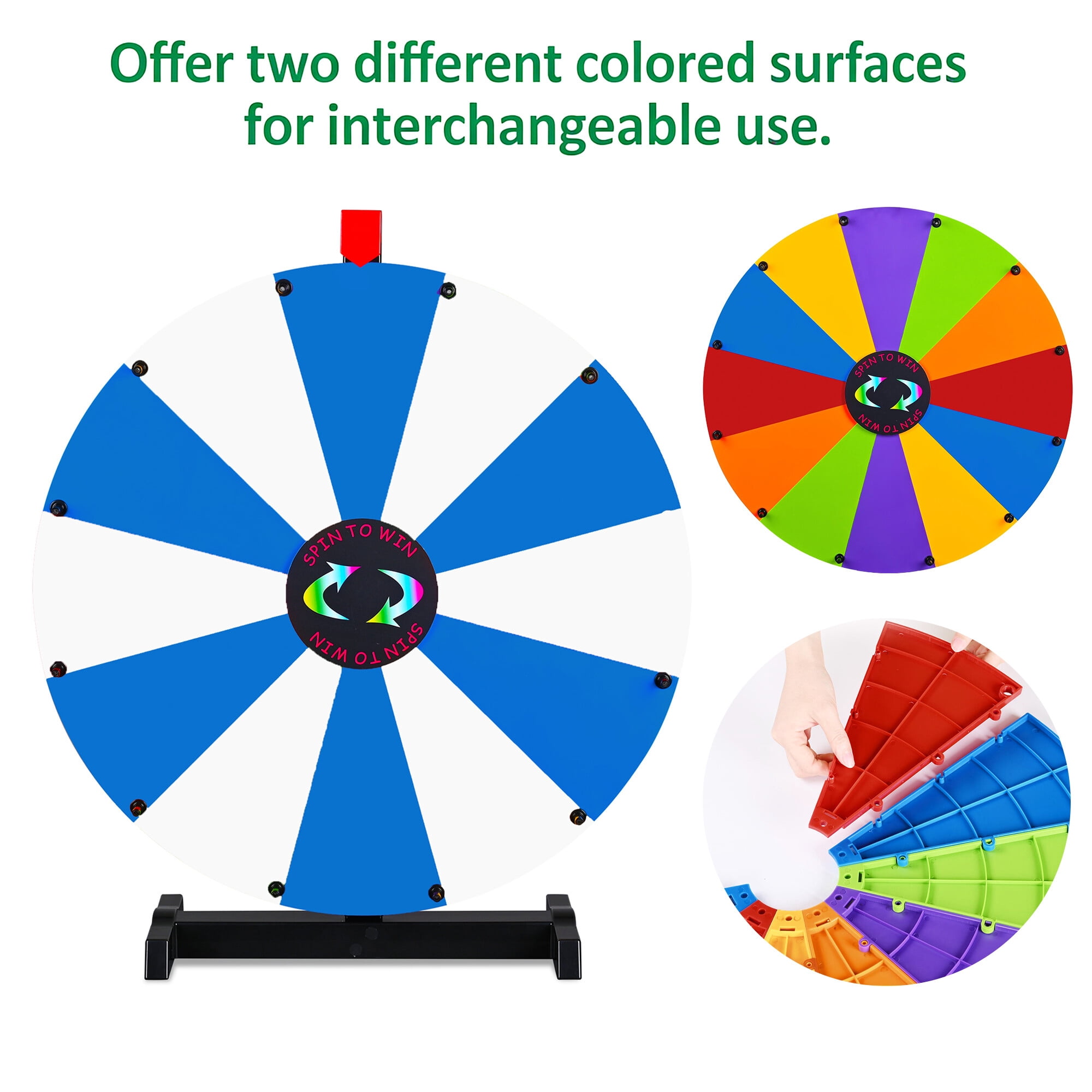 WinSpin 24" Pop Up Display Tabletop Prize Wheel Blue & White Trade Show Display Spinning Wheel 12 Slots for Outdoor Booths Exhibition Events