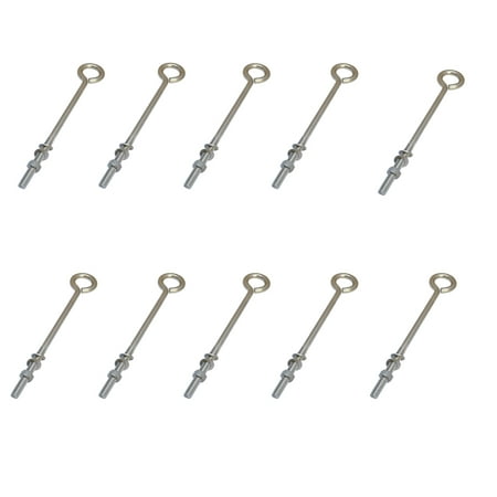 

10 Pc Forge Style Marine Stainless Steel 1/4 x 7 Turned Eye Bolt Nut and Washers 50 Lb Cap.