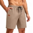 thumbnail image 2 of hlysgo Men's Casual Shorts Elastic Waist Solid Color Chino Shorts 7" Summer Workout Golf Shorts with Pockets Fitted Vacation Beach Shorts Khaki,S, 2 of 8