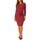 thumbnail image 1 of Vestido de trabajo midi ajustado de peplum para mujer INSPIRE CHIC, cuello redondo, de manga larga, cintura alta, color rojo, talla S, 1 of 5