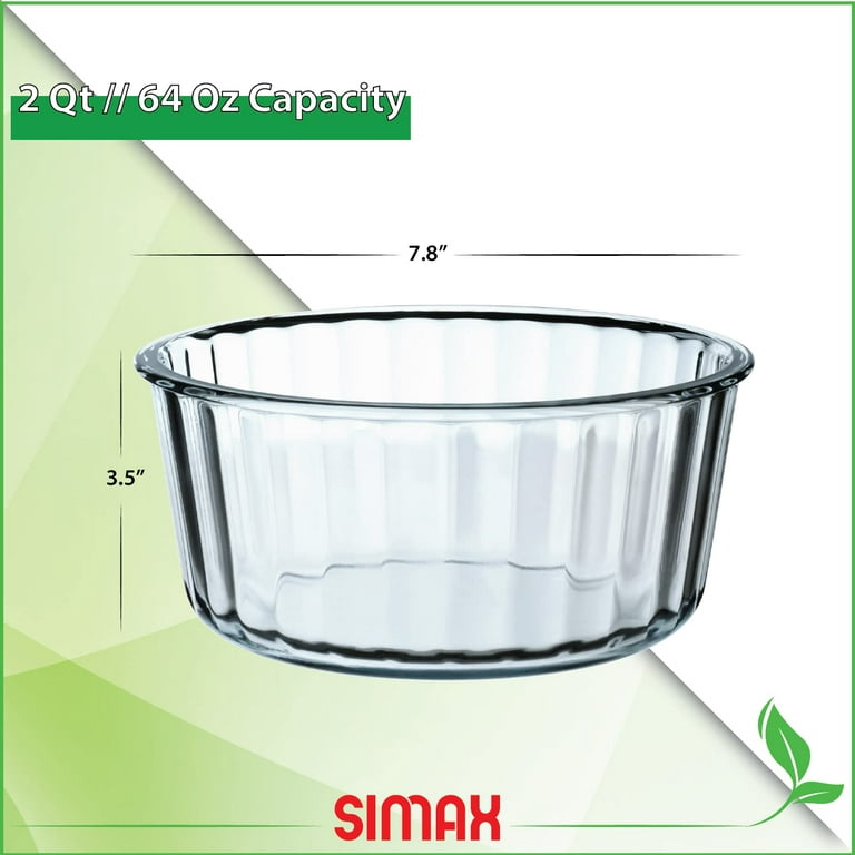 Simax Glassware 3.6 Quart (14.5 Cup) Glass Mixing Bowl | Heat, Cold, and Shock Resistant Borosilicate Glass, Dishwasher and Microwave Safe, Made in