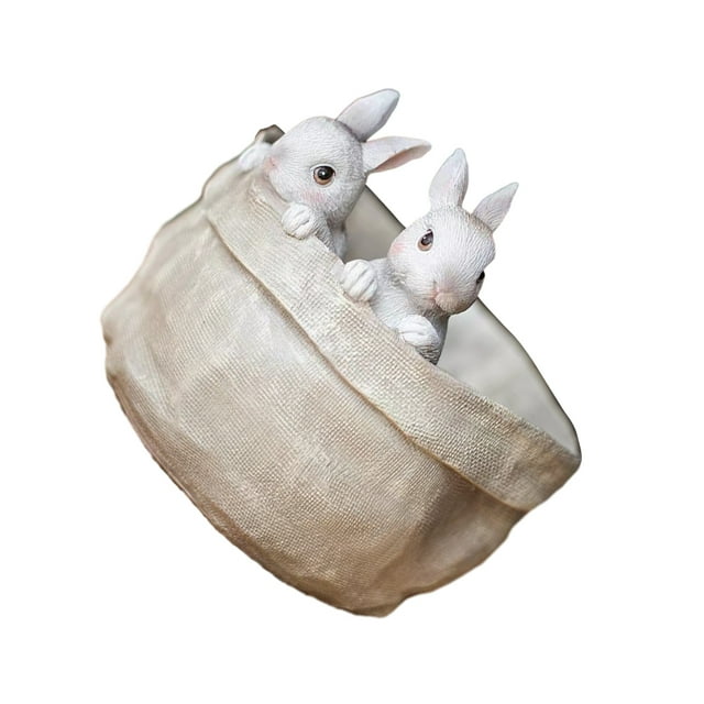 Wosthever Maceta de flores de conejo con estilo de resina, macetas de dibujos animados con forma de Animal para interiores y exteriores, belleza, Jardín y Patio Conejo