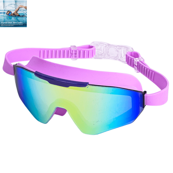 Swim Goggles 1 Pack, Rimless Wide View Swimming Goggles for Adult, Anti-Fog UV Protection Pool Goggles for Men Women D