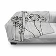 thumbnail image 2 of Silhouette Soft Flannel Fleece Blanket, Monochrome Flowers Thin Lines Shadow Simplistic Illustration Print, Cozy Plush for Indoor and Outdoor Use, 60" x 80", Charcoal Grey and White, by Ambesonne, 2 of 5