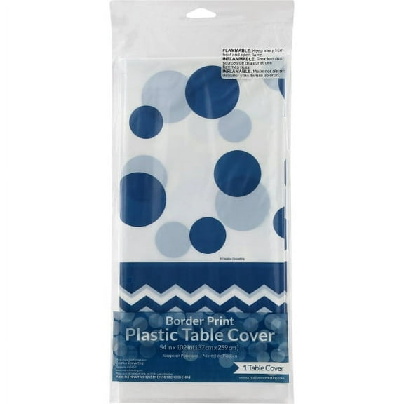 Blue Chevron & Dots Table Cover - Party Supplies