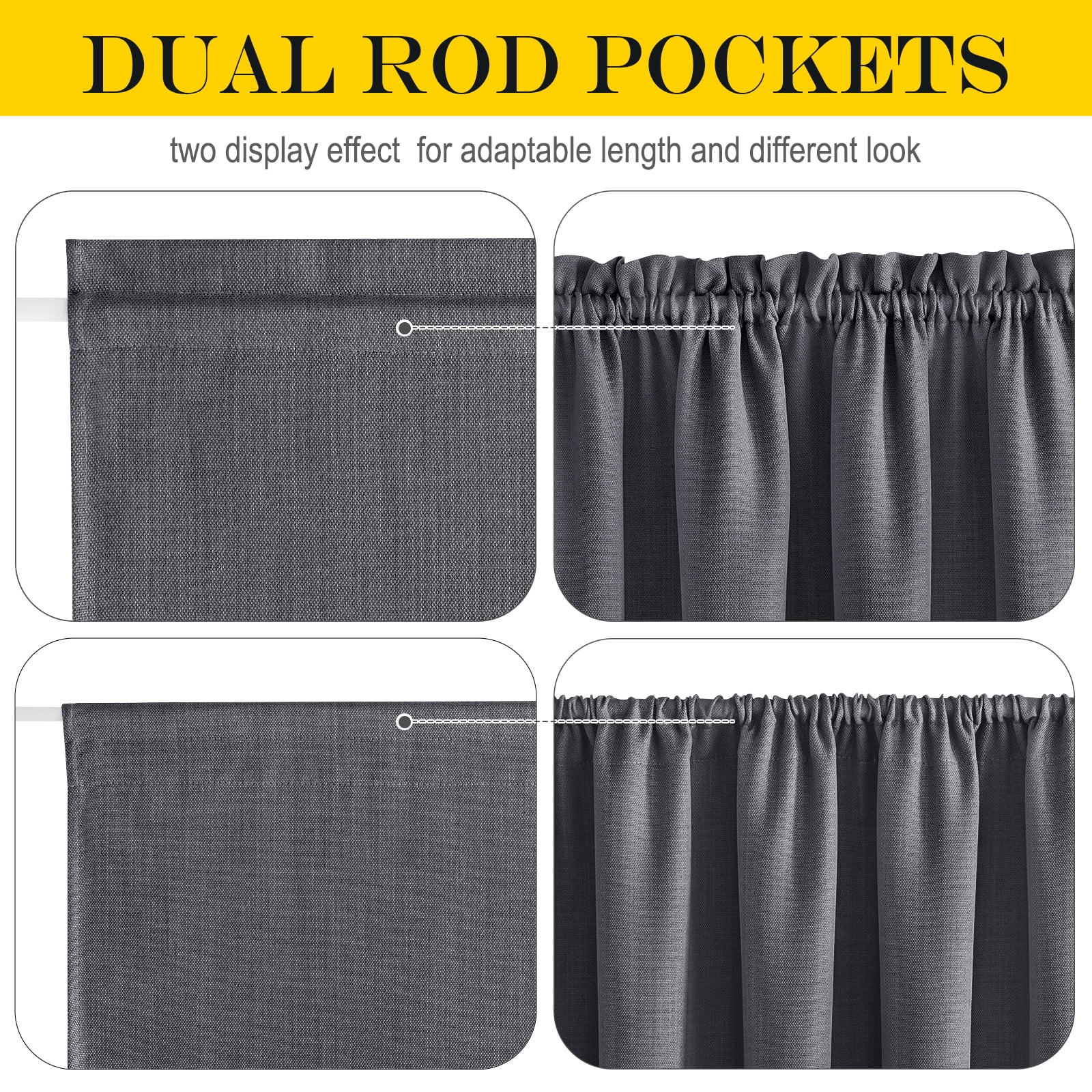 NICETOWN Door Curtains Blackout Thermal Insulated Faux Linen Curtains, Rod Pocket for Kitchen Door With Glass Window for Privacy, 54"x72", Charcoal Gray, 1 Panel