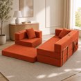 thumbnail image 5 of Timbernest 108" Modular Sectional Sofa with L-Shape Chaise, Convertible Sleeper Couch for Living Room, Corduroy Orange, 5 of 7