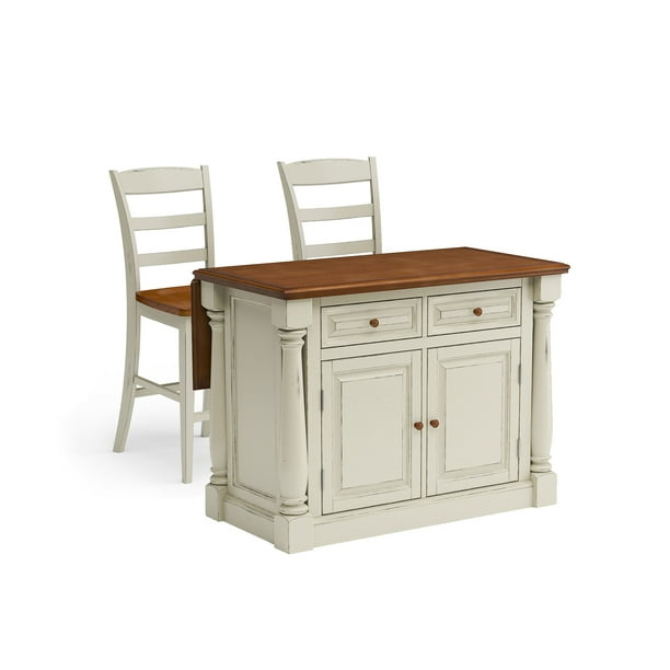 Home Styles Monarch 3 Piece Kitchen Island & Stool Set