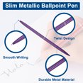 thumbnail image 3 of Uxcell Slim Metal Ballpoint Pen, 12Pcs Black Ink 1mm Medium Point Pen Metallic Retractable Lightweight Smooth Writing Pens for Business Office Wedding Guest Book, Purple, 3 of 7