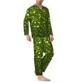 thumbnail image 2 of Fotbe Green Glitter Sparkle Pijama de Hombre con Estampado de Manga Larga, Conjunto de 2 Piezas, Ropa de Dormir Suave y Cómoda con Bolsillos-XX-Large, 2 of 7