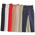 thumbnail image 4 of Brglopf Work Pants for Women High Waisted Business Casual Pants Side Button Skinny Dress Pants with Pockets Work Office Business Trousers, 4 of 4