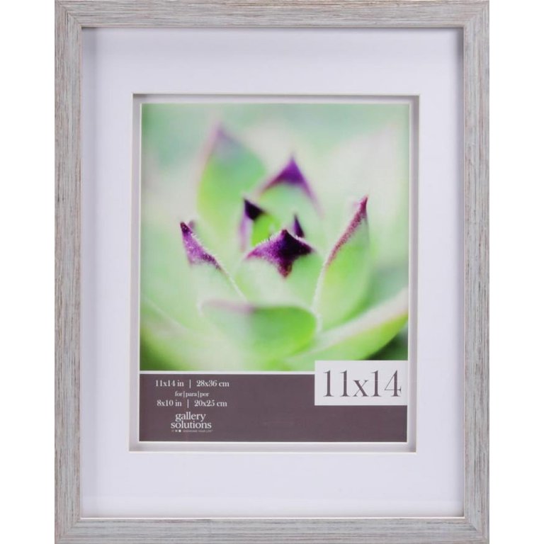 Gallery Solutions Wood Picture Frame with Mat - Gray 11 x 14 in