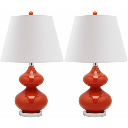 Standard Screw Bulb Lamp - Safavieh Eva Double Gourd Glass Lamp with CFL Bulb, Multiple Colors, Set of 2