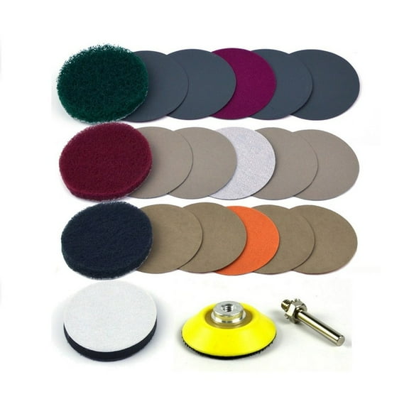 21Pcs 2 Inch 50Mm Sandpaper Sanding Disc Soft Sponge Interface Buffering Pad Drill Adpter Set Headlight Restoration Diy Kit