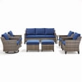 thumbnail image 3 of PARKWELL 8 Piece Outdoor Patio Furniture Set,All-Weather Rattan Conversation Set with Deep Seat Couch,Swivel Glider,Wicker Chair and Foot Rest,9-Seat Furniture Sets for Deck, Backyard,Gray/Navy, 3 of 13