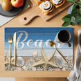 thumbnail image 2 of Blue Starfish Placemats Set of 12, Coastal Coral Ocean Ombre Brown Wooden Placemats for Dining Table, Place Mats for Kitchen Tabletop, Waterproof Wipeable Dining Table Mats Set, 2 of 9