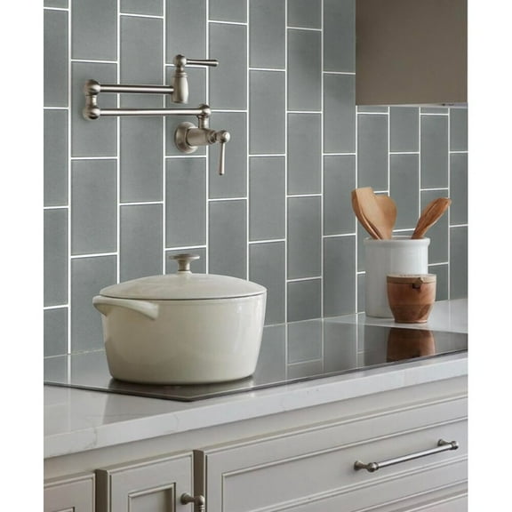 Apollo Tile 40 Pack 3-in x 6-in Stone Gray Rectangular Subway Matte Finished Glass Mosaic Wall Tile (5 sq ft/case)