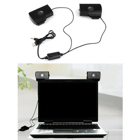 1 Pair USB Powered Portable Stereo Sound Speaker Bar Clip-on Screen for Laptop, Netbook, LCD