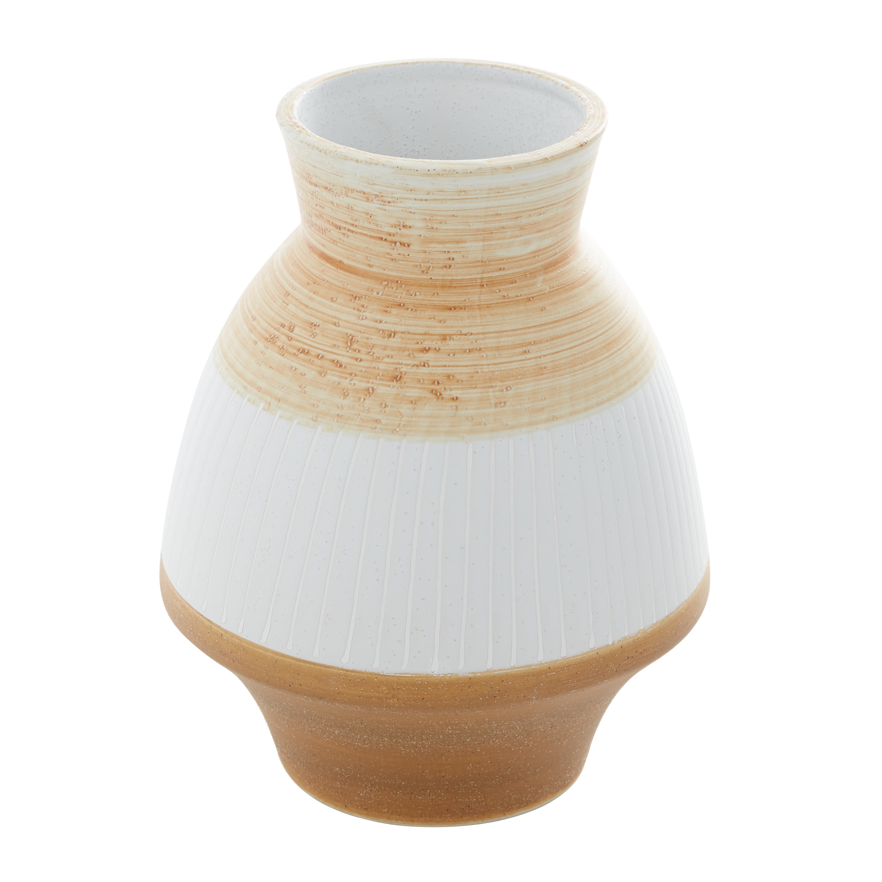 DecMode 10" Handmade Brown Ceramic Vase with Terracotta Accents