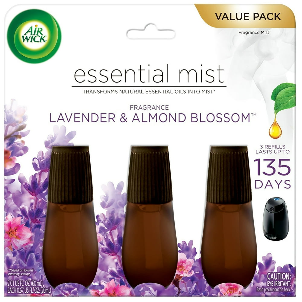 Air Wick Essential Mist Refill, 3 ct, Lavender and Almond Blossom