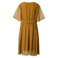thumbnail image 4 of Robe Décontractée Grande Taille pour Femmes Col Rond Manches Mi-Longues Longueur Genou Robe de Soirée, 4 of 6