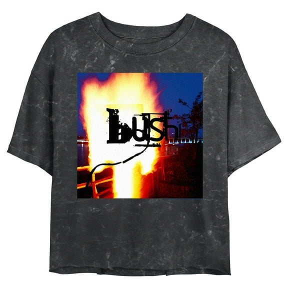Junior's Bush Razorblade Suitcase Album Cover Graphic Crop T-Shirt Black Medium
