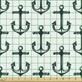 thumbnail image 2 of Ambesonne Nautical Fabric by the Yard Upholstery, Oceanic Themed Anchors, 3 Yards, Dark Petrol Blue and White, 2 of 5