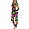 thumbnail image 2 of FKELYI Hippie Pumpkin Women Pajamas Size 6XL Stretchy Halloween Pajamas Top and Pants Set of 2 Soft Long Sleeve Women Pjs, 2 of 5