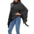 thumbnail image 6 of SHCKE Women Turtleneck Batwing Sleeve Sweater Lady Knitted Poncho Pullovers Sweater Winter Poncho Oversized Cape Women Shawl Wraps with Pearl Decor, 6 of 8
