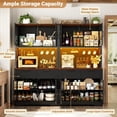 thumbnail image 2 of Homieasy 71'' Tall Kitchen Pantry Storage Cabinet with LED Light & Outlet, Kitchen Hutch Cabinet with Large Countertop, DIY Pegboard and Drawers, Farmhouse Food Pantry, Black & Brown 2 Pack, 2 of 7