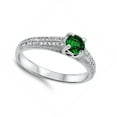 thumbnail image 4 of Women's Simulated Emerald Solitaire Ring .925 Sterling Silver Band Green CZ Female Size 7, 4 of 4