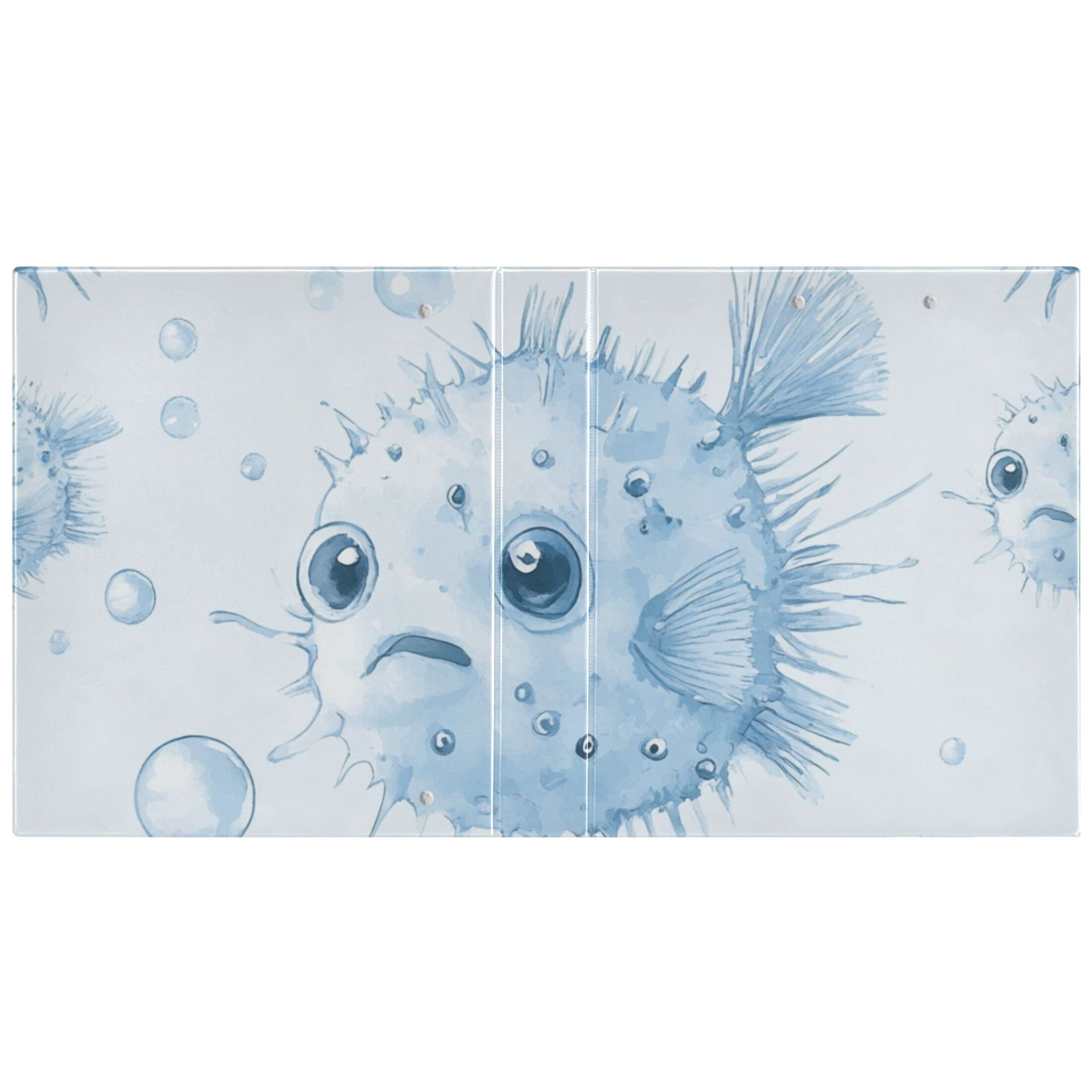 Blue Puffers Fish 3 Ring Binders 1.5 inch Hardcover File Folders with Interior Pockets A4 Size Organizer for School Office Hospital