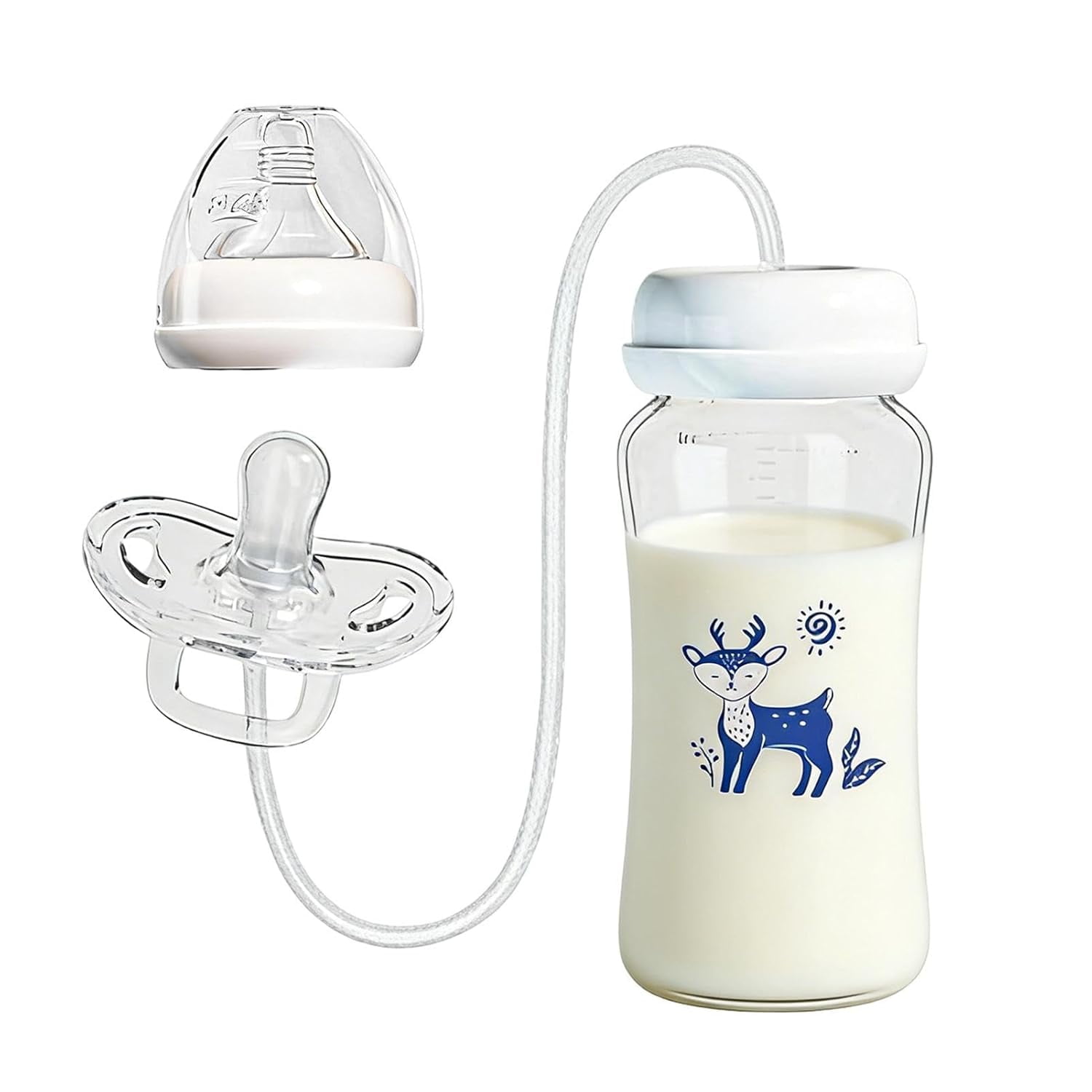 DUPAI Silicone Anti-Colic Portable Adjustable, Hands Free Babys Bottle, Adjustable Self-Feeding Training Bottle Holder for Outdoor Travel Daycare Camping Picnic