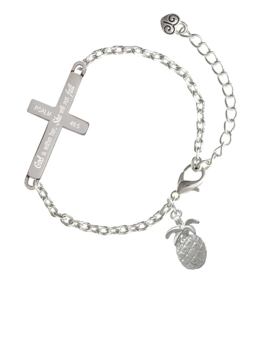 8 Silvertone Pineapple Aunt You Are Loved Circle Bracelet