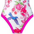 thumbnail image 3 of Women's One-piece Bikini, Shoulder Straps Small Circle Decoration Retro Back Cross Backless Tight Swimsuit, Pink (L), 3 of 5