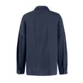 thumbnail image 5 of Mohiass Oversized Button Down Shirts for Women Cotton Linen Boyfriend Long Sleeve Work Blouses Tops Navy 3XL, 5 of 7