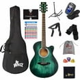 thumbnail image 2 of WINZZ HAND RUBBED Series - 40 Inches Cutaway Acoustic Acustica Guitar Beginner Starter Bundle with Online Lessons, Padded Bag, Stand, Tuner, Pickup, Strap, Picks, Dark Hunter Green, 2 of 4