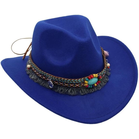 Kids Western Hats Boys Girls Cowboy Felt Fedora with Tassel Belt