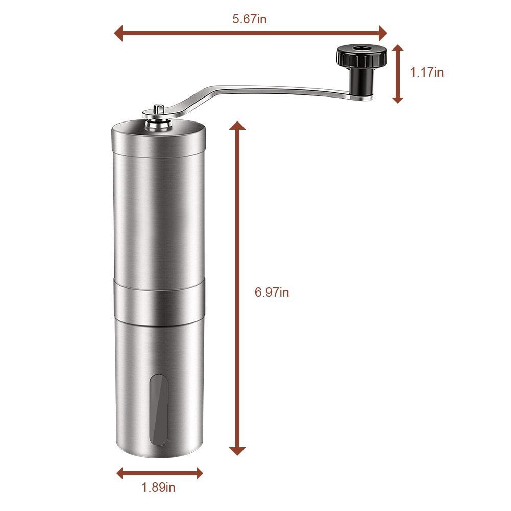 Manual Coffee Grinder, Conical Burr Mill,portable Stainless Steel Burr Coffee Mill, Adjustable Ceramic Burr Design Freedo