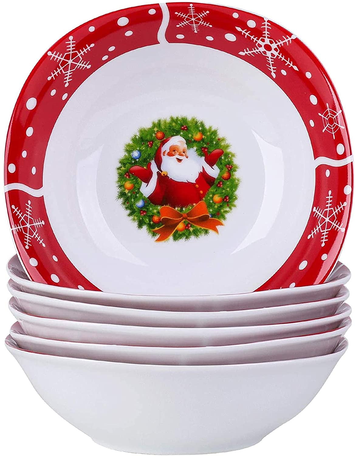VEWEET, Series SANTACLAUS, 6Piece Dinner Set Cereal Bowls Porcelain