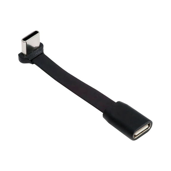 Xiwai Ultra Slim Flat USB-C Type-C Male to Female Extension Power USB2.0 Data Cable 90 Degree Up Down Angled 65W Fast Charge for Laptop Tablet Phone