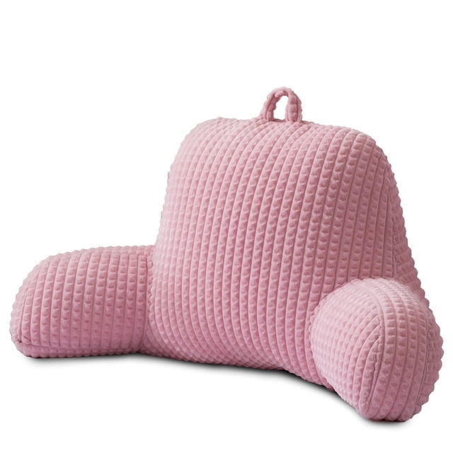 Cojín de lectura A Nice Night Bed con respaldo en forma de cuña y brazos, color rosa