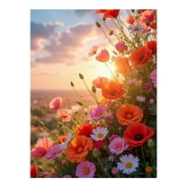 Diamond Art Kit for Adults, Sunset Blooming Garden Flowers Diamond Painting for Adults Beginners, 5D DIY Diamond Art Painting Kits, Colorful Diamond Painting Craft for Home Decor 12x16