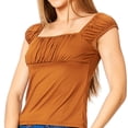 thumbnail image 4 of Blusa Escote Cuadrado Pliegues Mujer Casual Cinnamon Básica cafe EG Incógnita 330538, 4 of 5