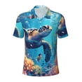 thumbnail image 2 of Daiia Colorful Underwater Plant Turtle Pattern Men’s Polo Shirts,Solid Deck Shirt,Classic Fit, Breathable Cotton Polo for Casual and Sport Wear-Small, 2 of 7