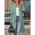 thumbnail image 4 of Women'S Open Front Knited Loose Cardigan Casual Long Sleeve Draped Knit Pockets Long Jackets Sweater Green M, 4 of 8